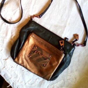 B Makowski crossbody small purse black bronze